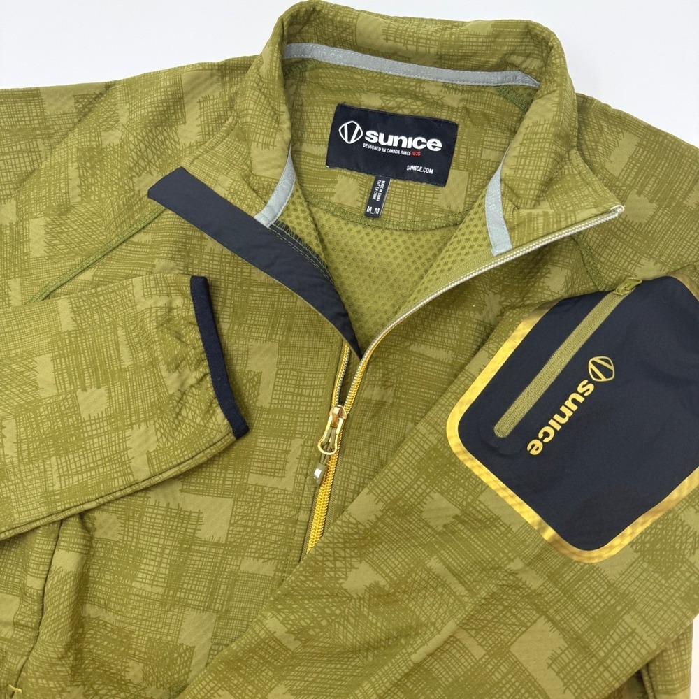 Sunice Womens Medium‎ Olive Green Geometric Full Zip Performance Jacket